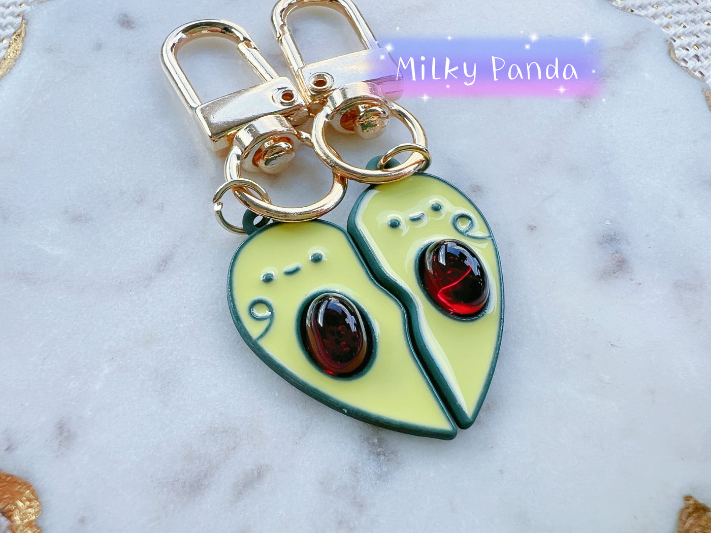 2 PCs Avocado BFF Friends Keyring Charm