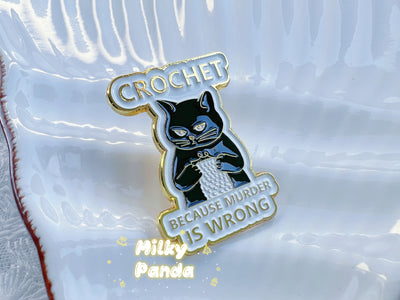 Crochet Cat Because Murder Is Wrong Pin