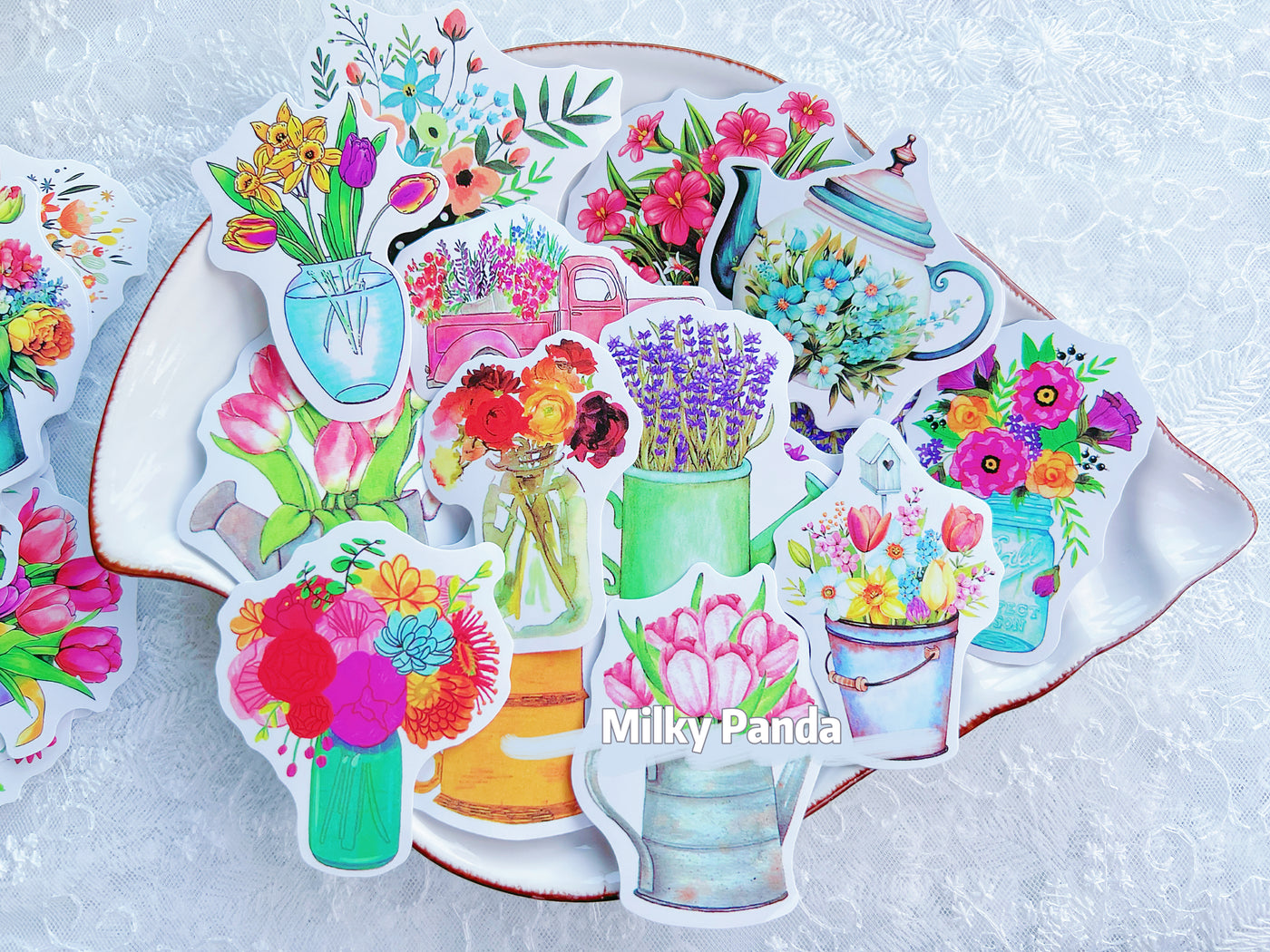 50 Pcs Flower Pots Stickers