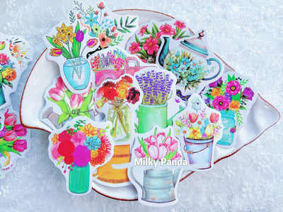 50 Pcs Flower Pots Stickers