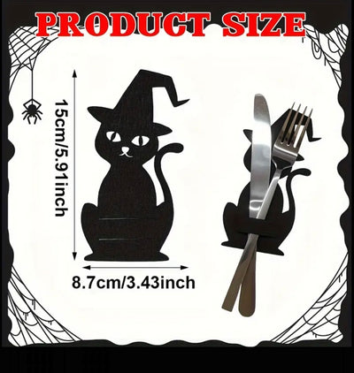 Halloween Wizard Cat Cutlery Holder