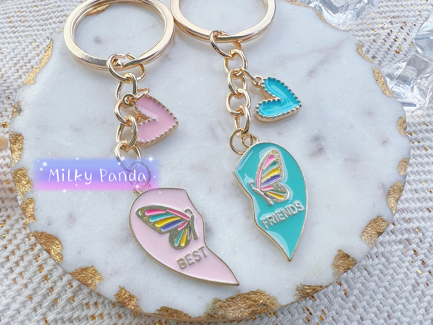 2 PCs BFF Butterfly Friends Keyrings