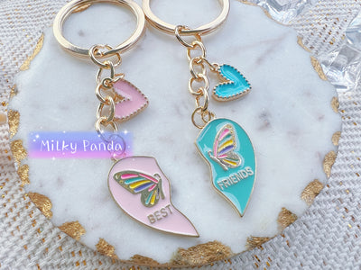 2 PCs BFF Butterfly Friends Keyrings