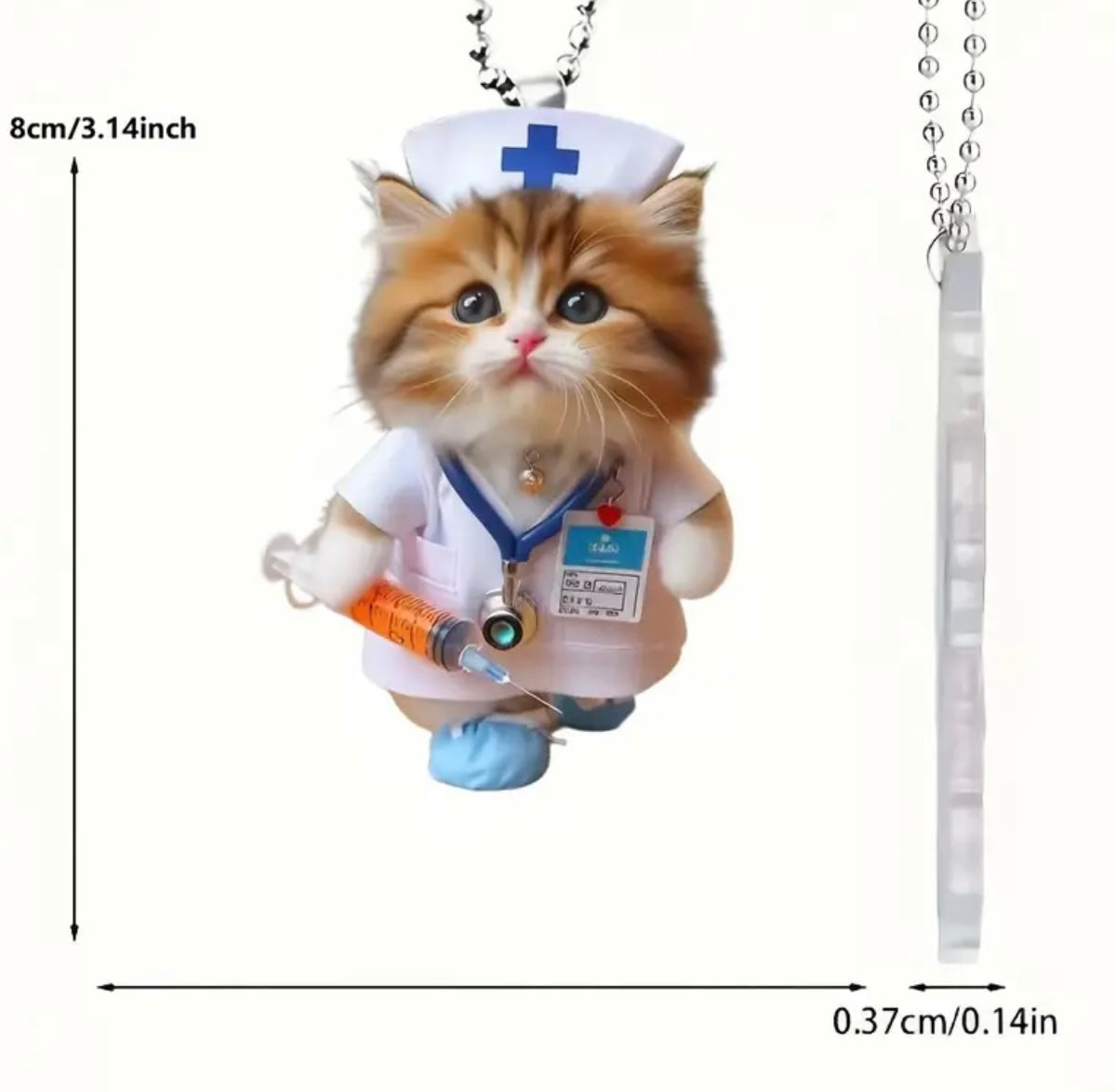 Nurse Cat Keyring Charm