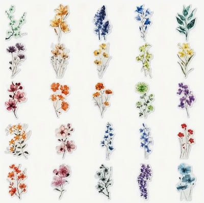 50 Pcs Flowers Vinyl Stickers