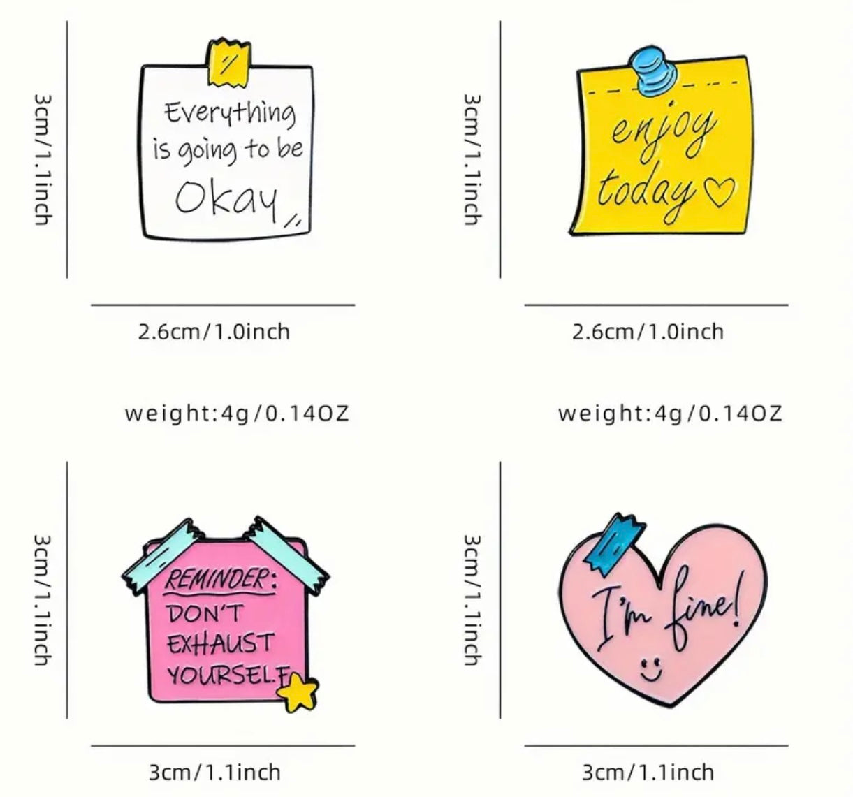 4 PCs Sticky Notes Design Pins