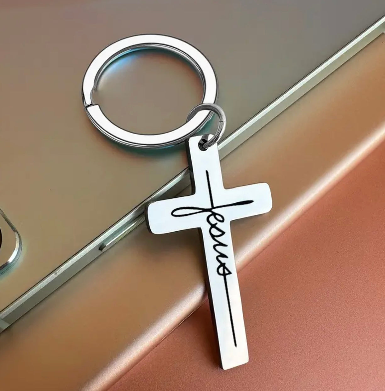 Jesus With Cross Keyring