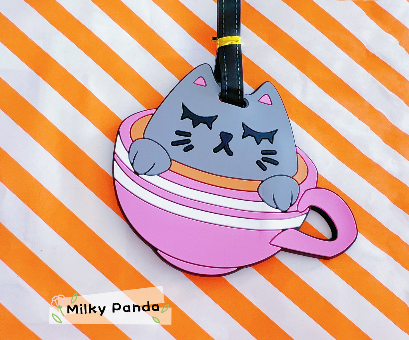 Cat In A Cup Luggage Tag