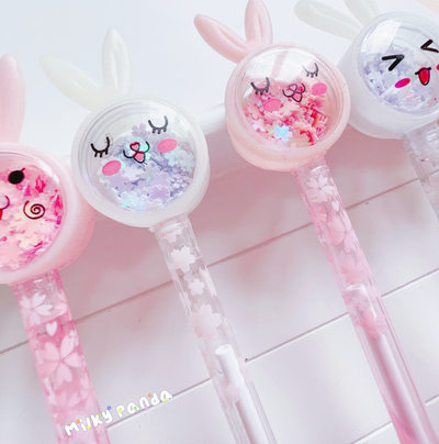 Bunny shimmering flakes pen