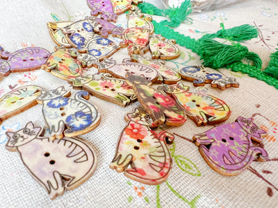Cat Wooden Buttons