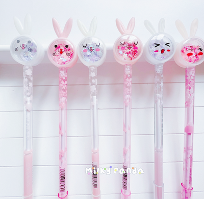 Bunny shimmering flakes pen