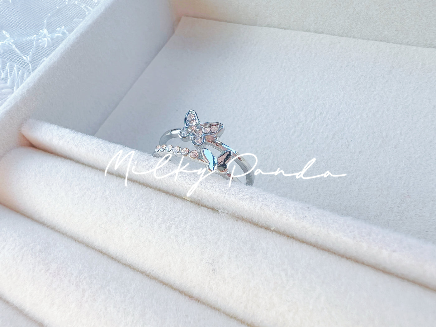 Rhinestone Butterfly Ring