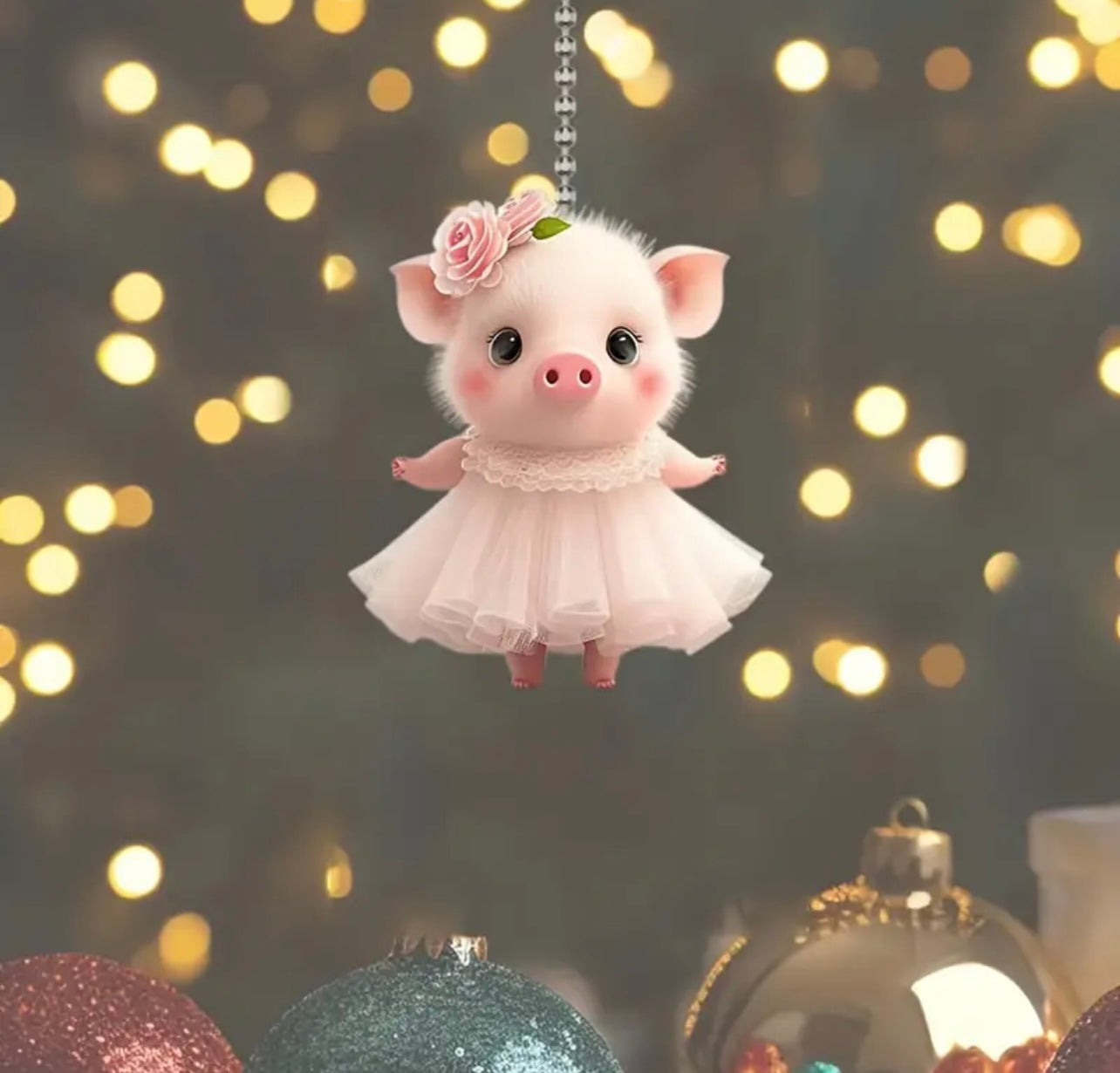 Dancing Pig Keyring Charm