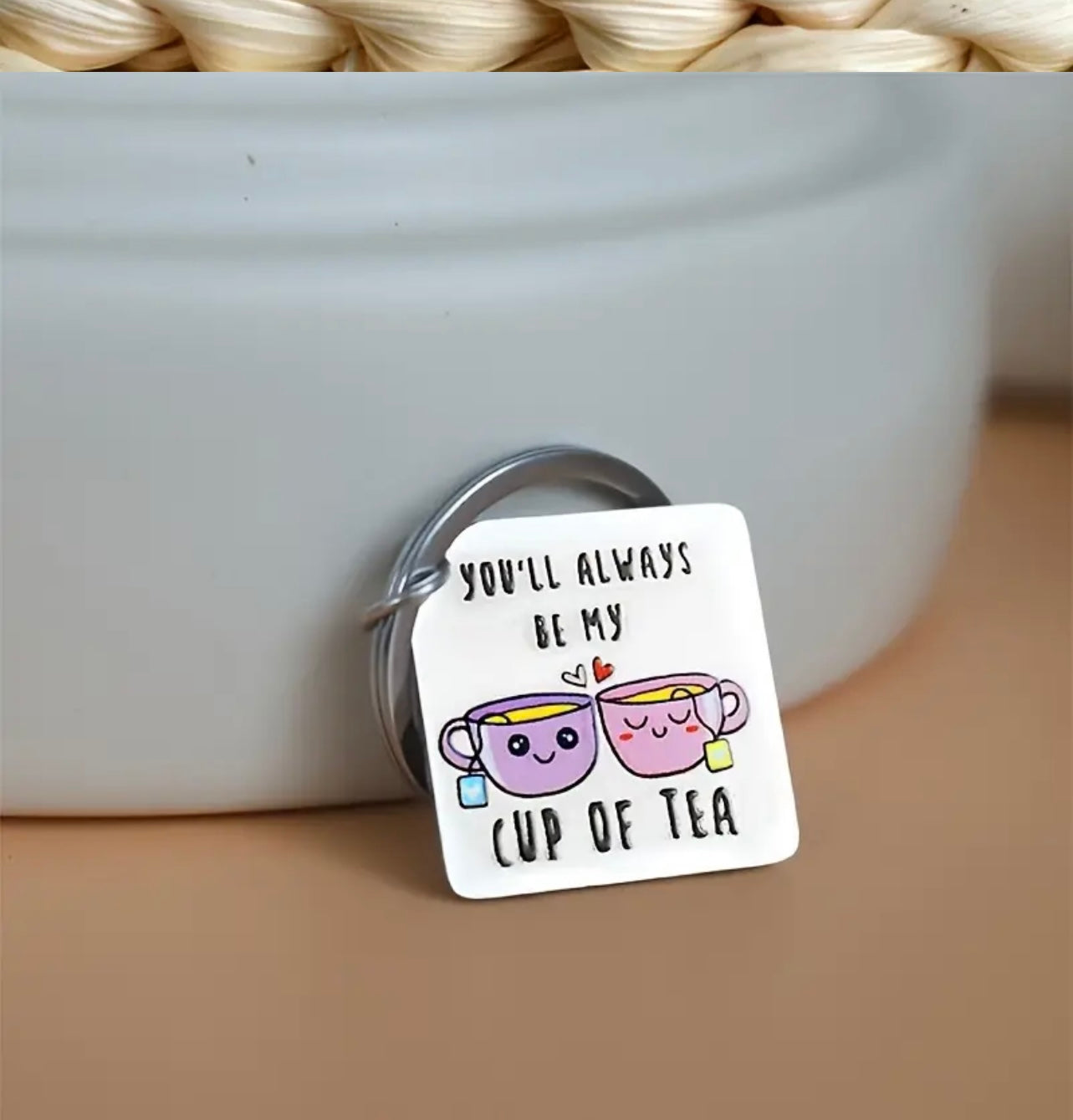 Valentines Cup Of Tea Keyring