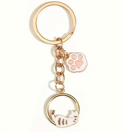 Cat & Paw Keyring