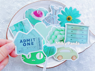 50 Pcs Retro Teal Stickers