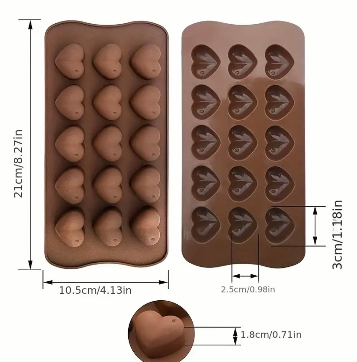 15 Cells Hearts Mould