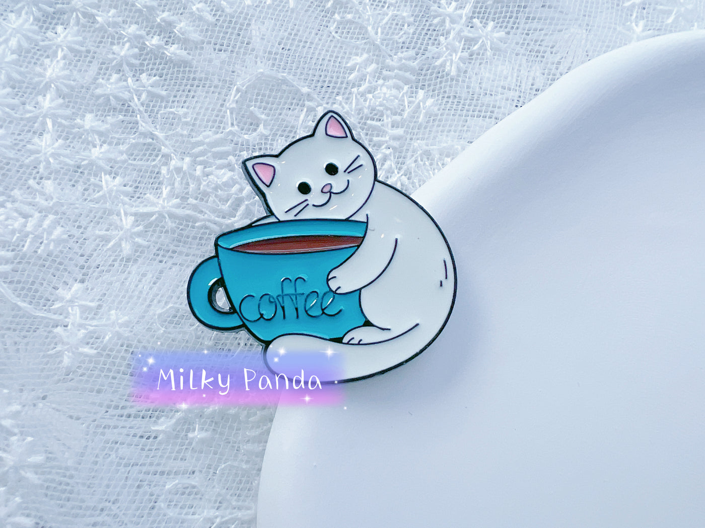 Cat & Coffee Pin
