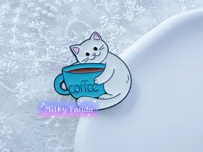 Cat & Coffee Pin