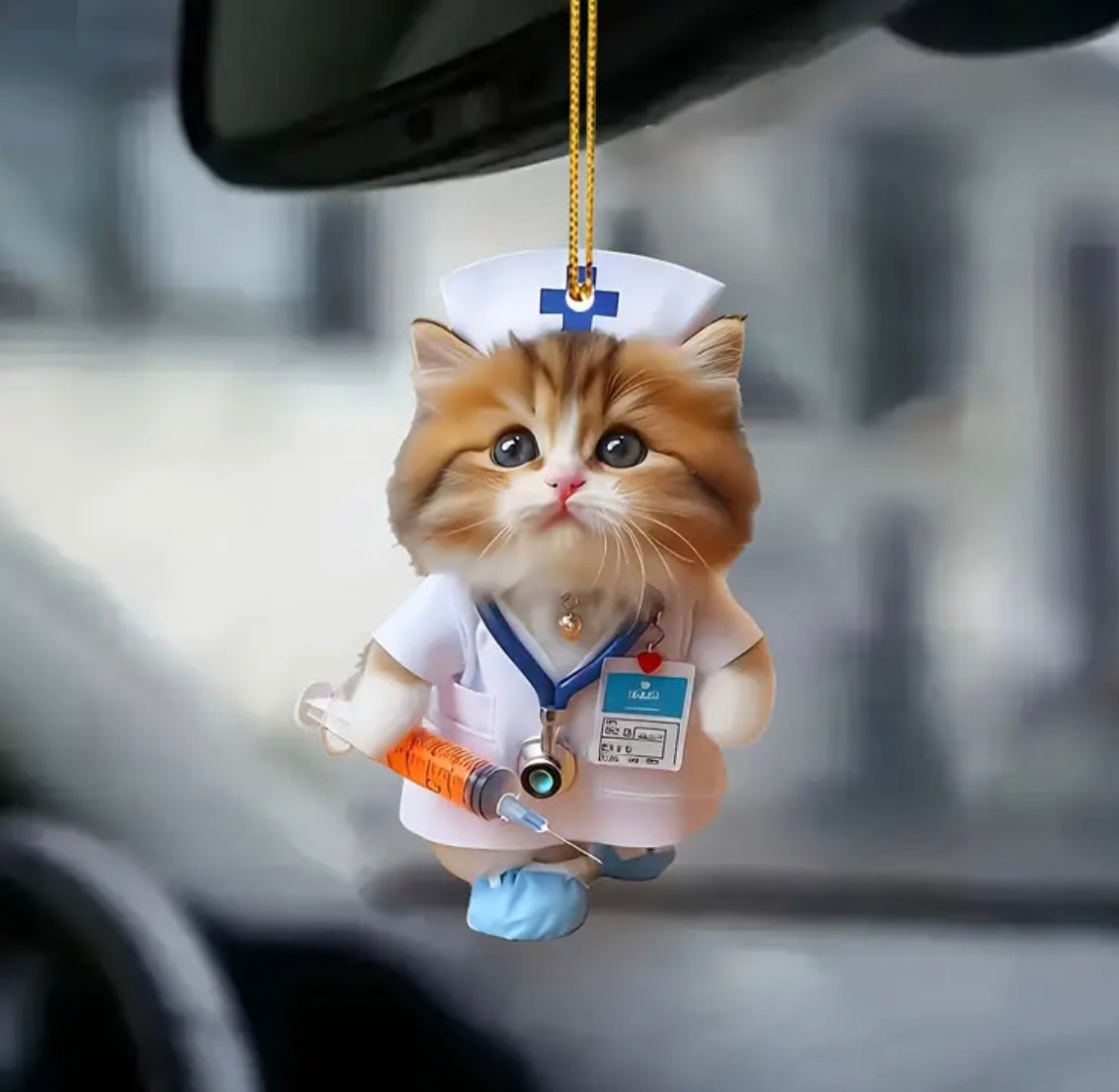 Nurse Cat Keyring Charm