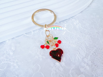 Cherry & Heart Keyring