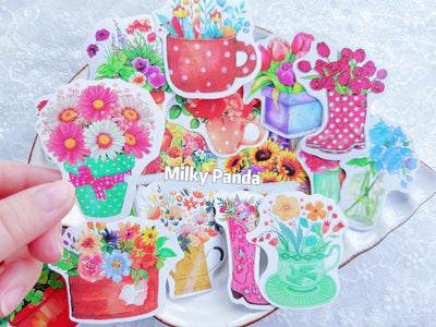 50 Pcs Flower Pots Stickers