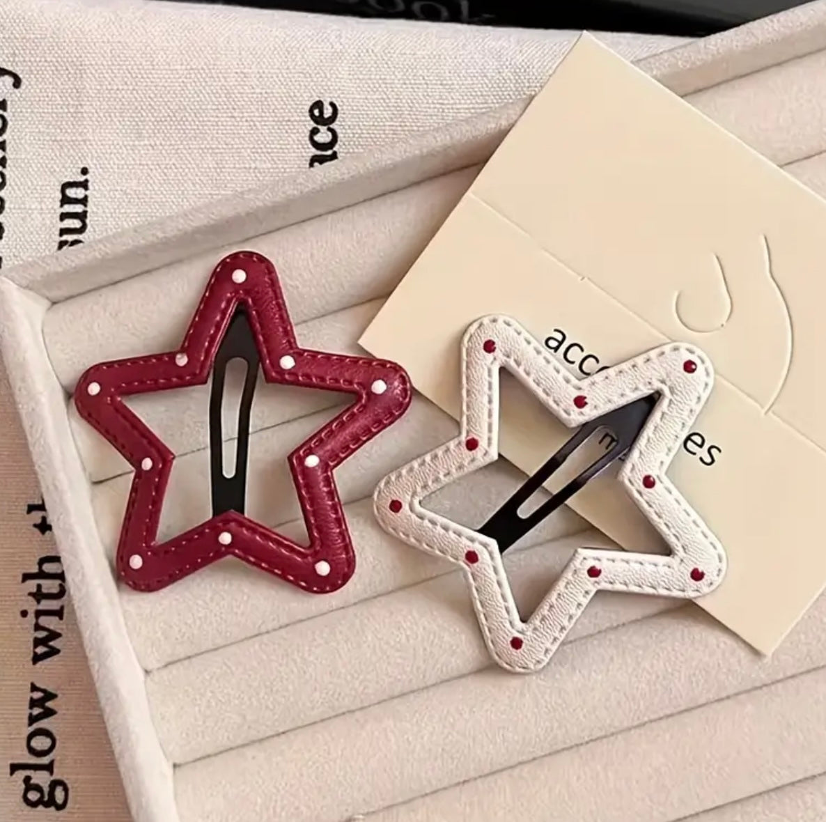 2 Pcs Polka Star Hair Clips