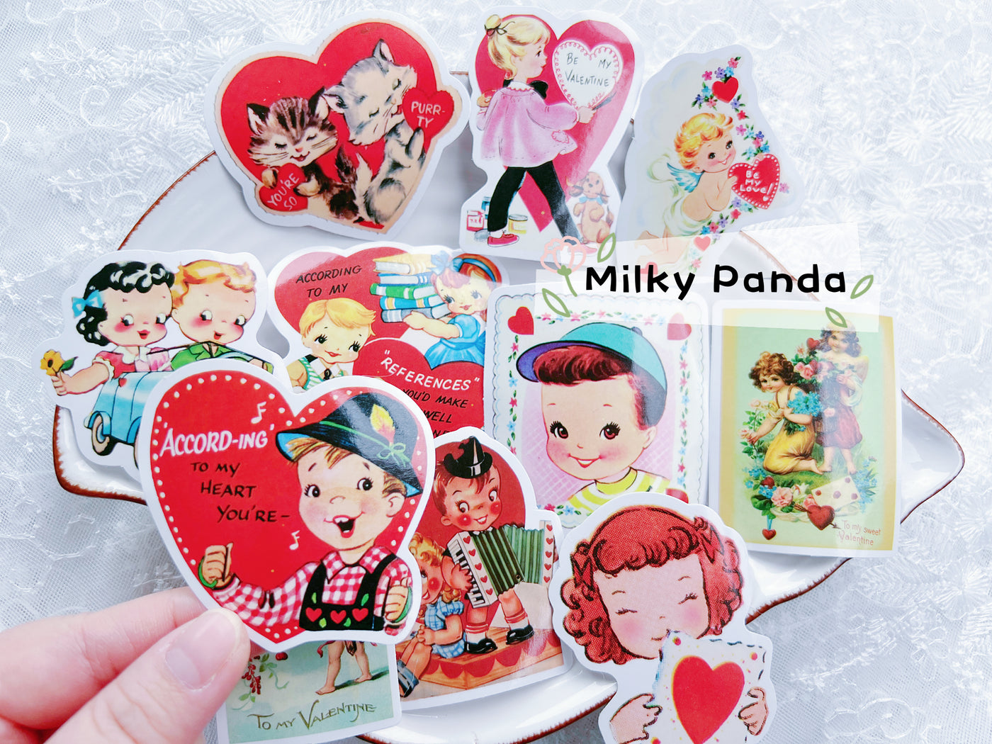 50 Pcs Retro Valentine Stickers
