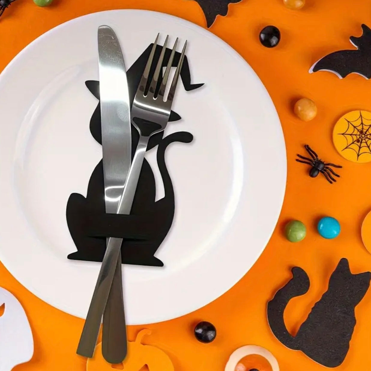 Halloween Wizard Cat Cutlery Holder