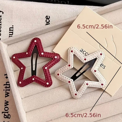 2 Pcs Polka Star Hair Clips