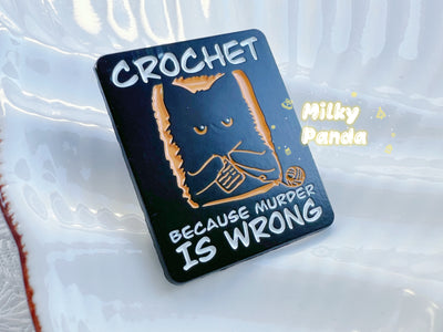 Crochet Cat Because Murder Is Wrong Pin