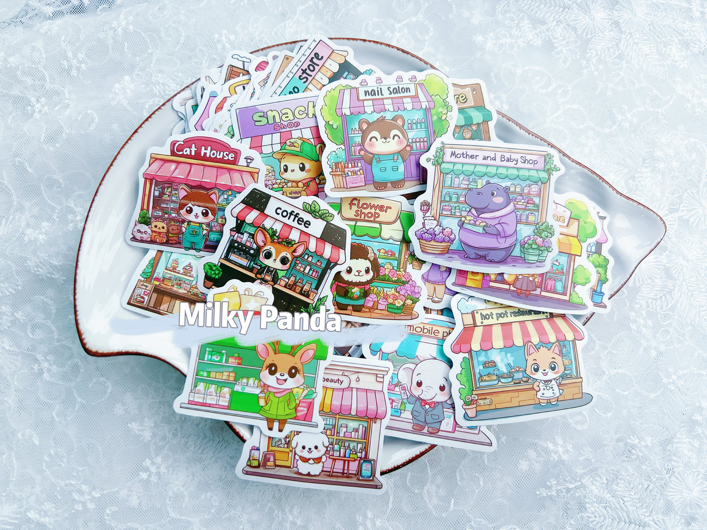 50 Pcs Kawaii Cartoon Store Stickers