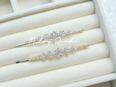 2 PCs Rhinestone Flower Hair Clips