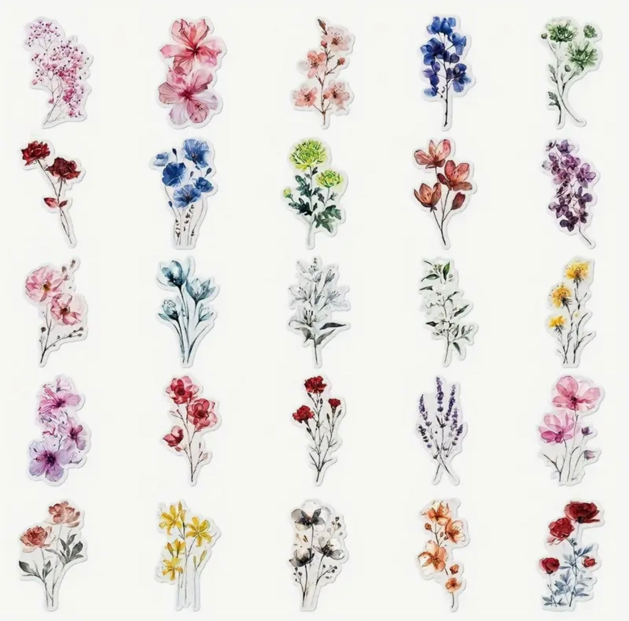 50 Pcs Flowers Vinyl Stickers