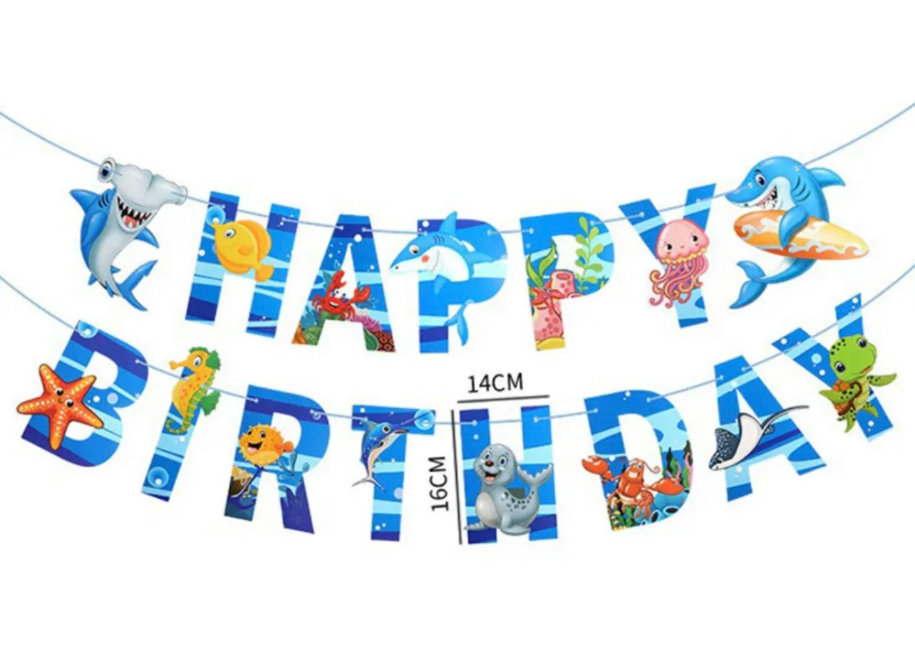 Shark birthday banner