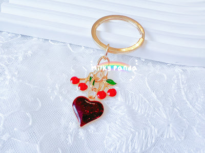 Cherry & Heart Keyring