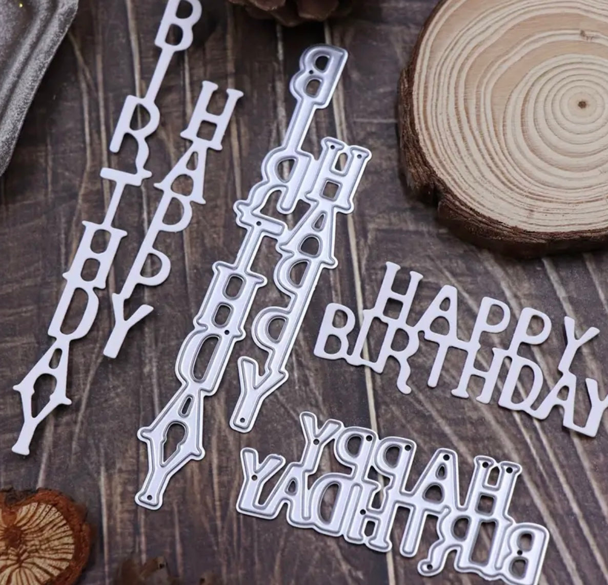 2 Pcs Happy Birthday Cutting Dies