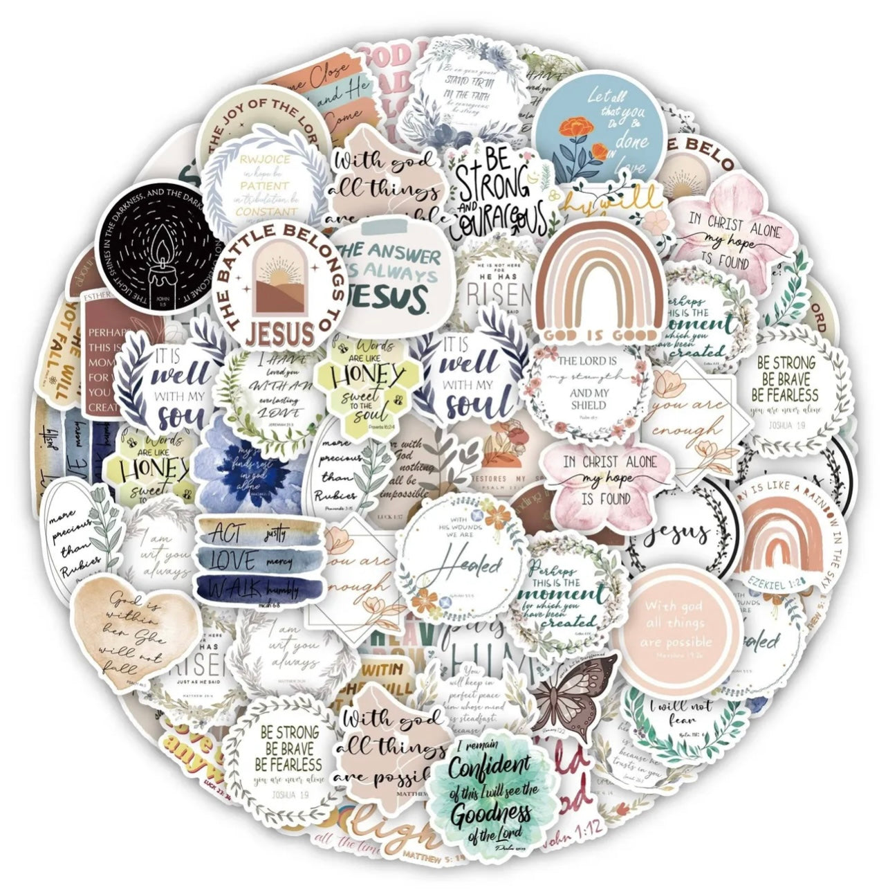 50 Pcs Christian Vinyl Stickers