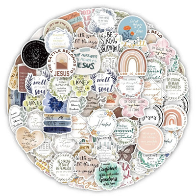 50 Pcs Christian Vinyl Stickers