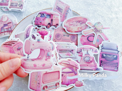 50 Pcs Retro Pink Stickers