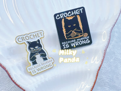 Crochet Cat Because Murder Is Wrong Pin