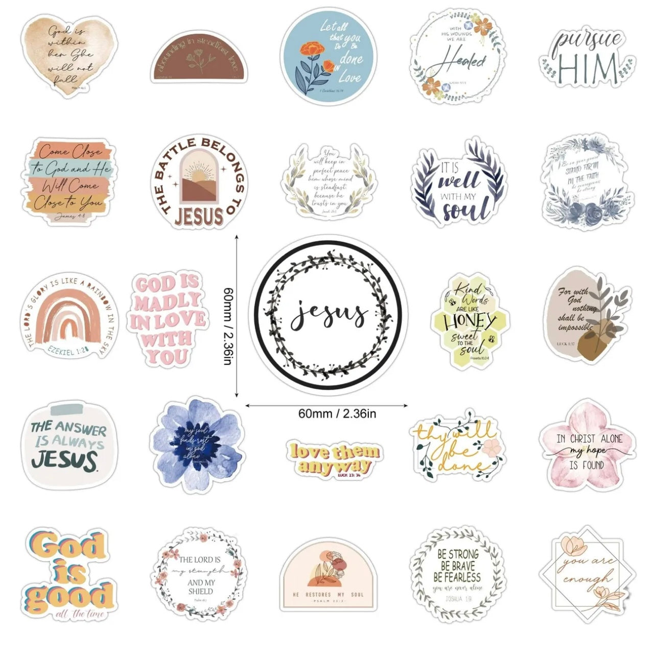 50 Pcs Christian Vinyl Stickers