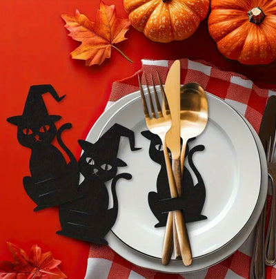 Halloween Wizard Cat Cutlery Holder