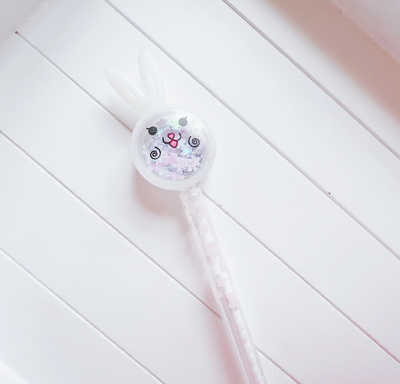Bunny shimmering flakes pen