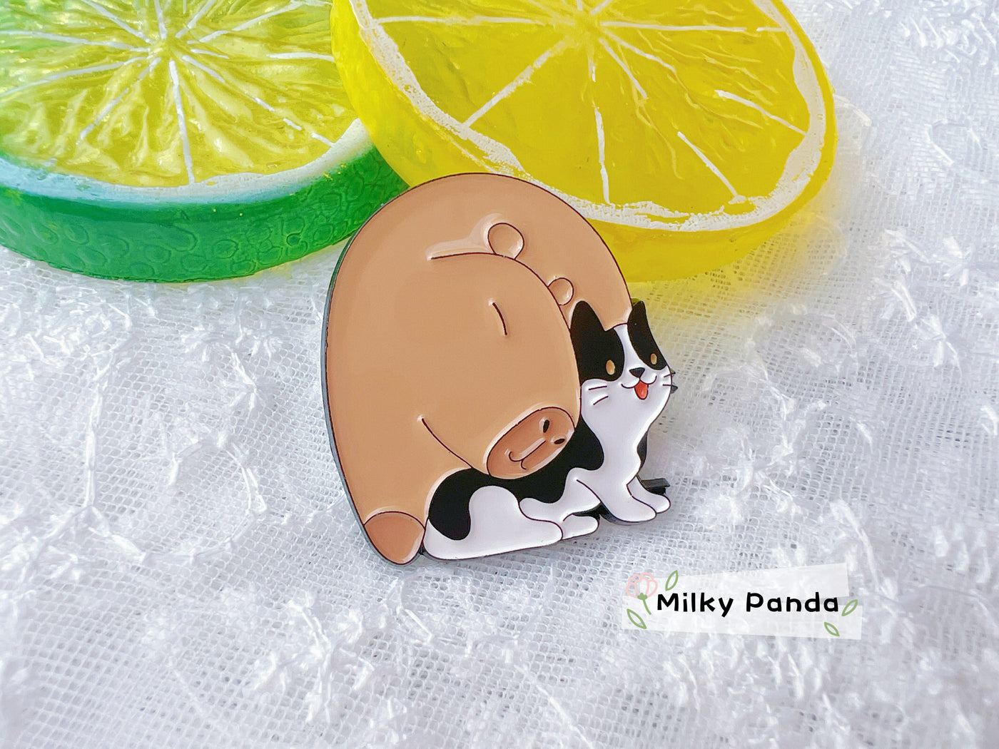 Capybara & Cat Badge