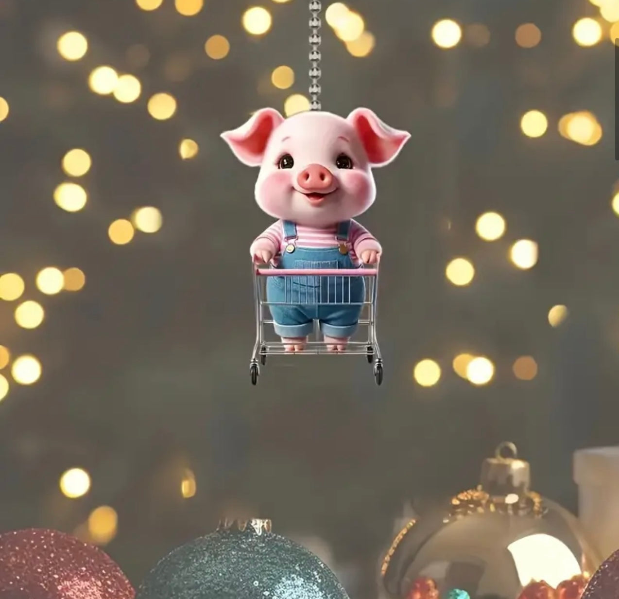 Shopping Pig Keyring Charm