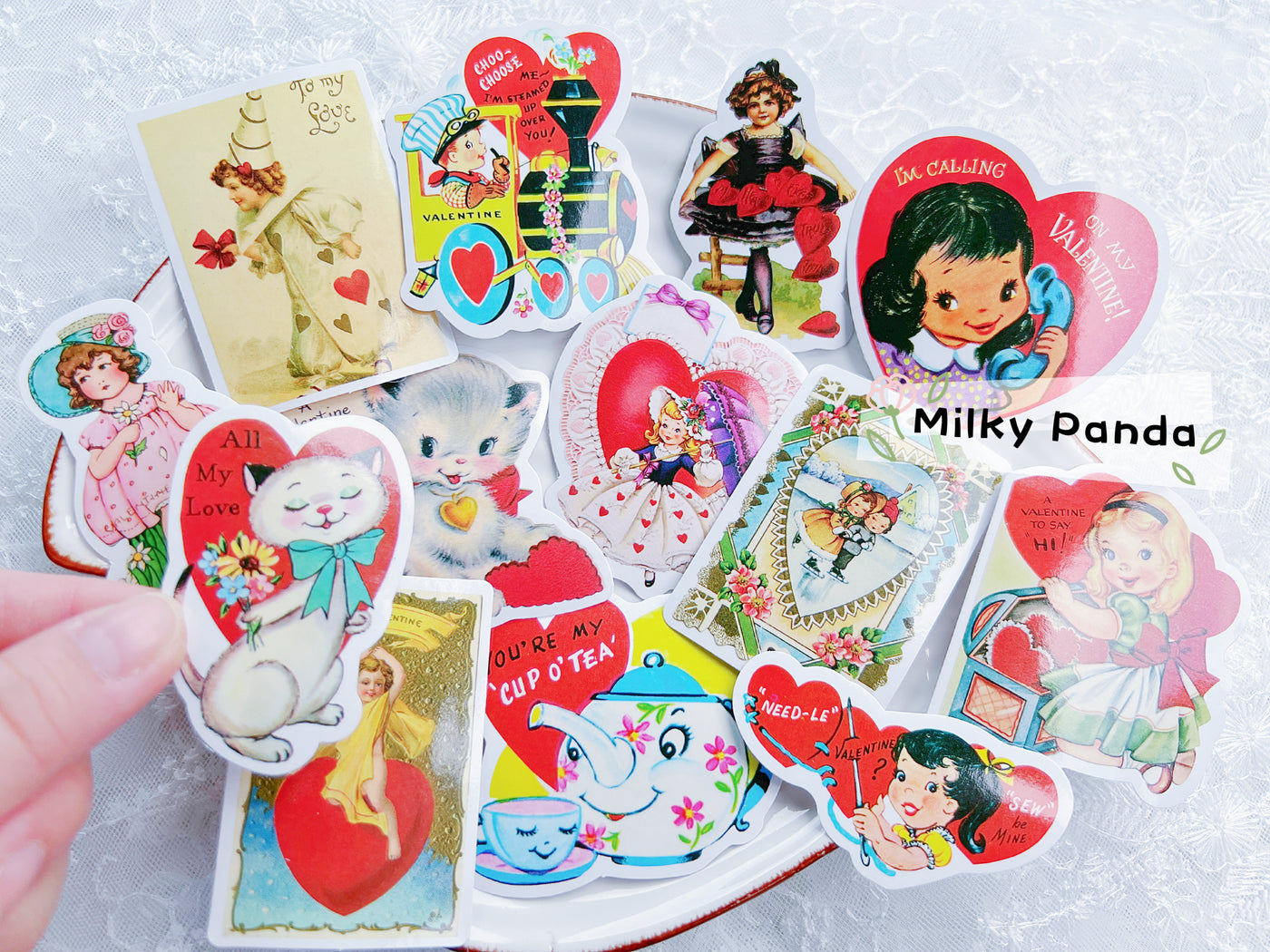 50 Pcs Retro Valentine Stickers