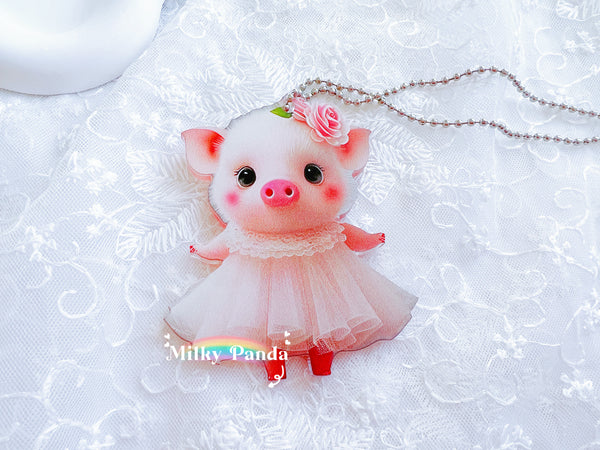 Dancing Pig Keyring Charm