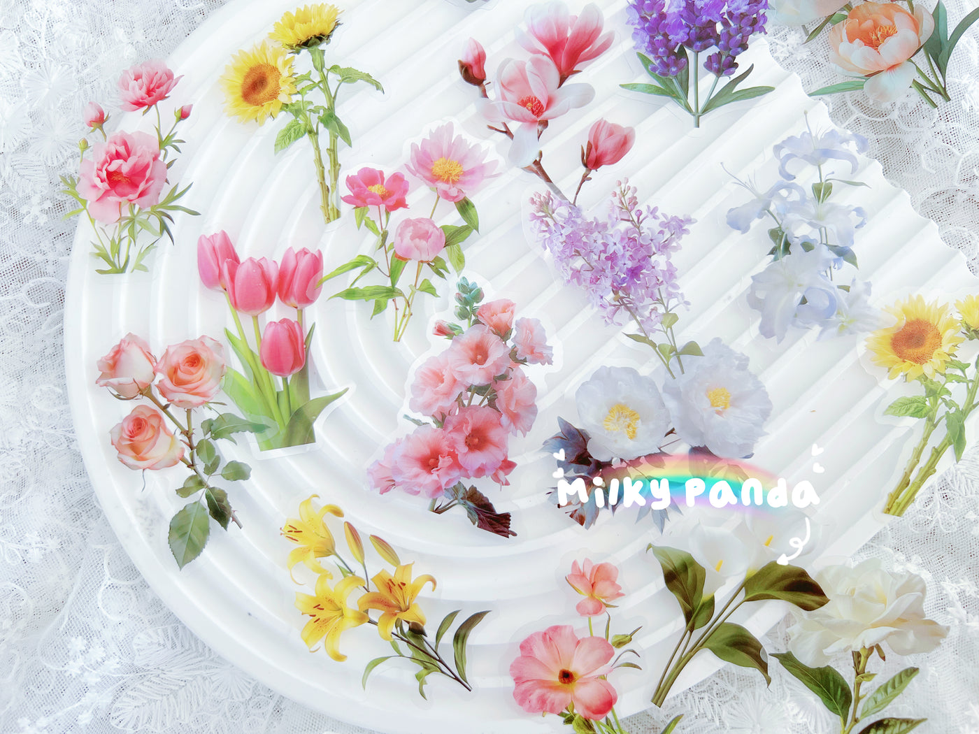 50 Pcs Flowers Vinyl Stickers
