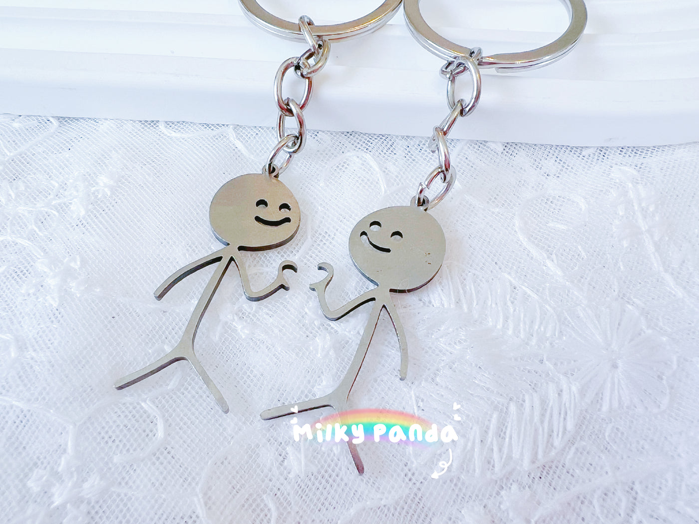2 PCs Stickmen Keyrings